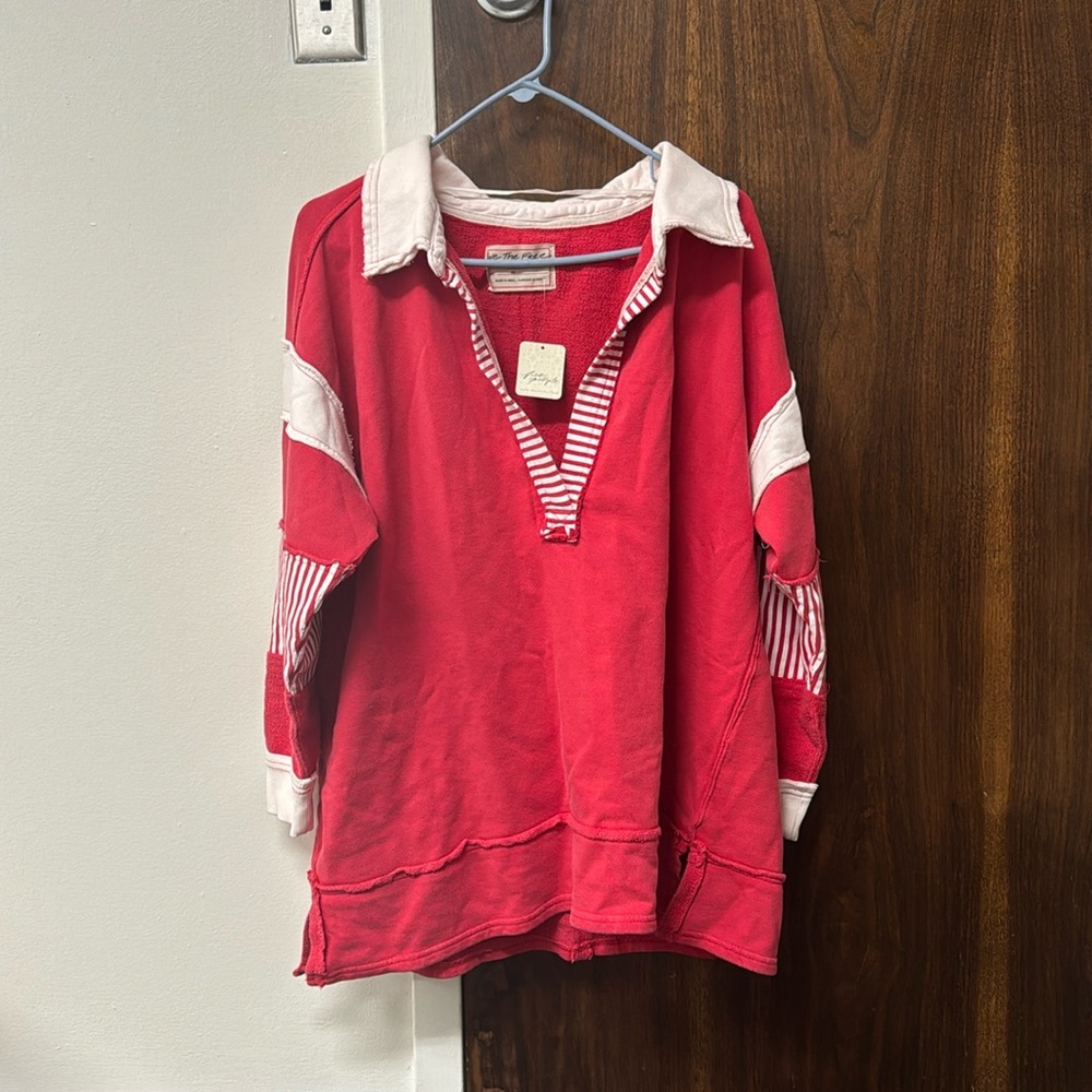 FREE PEOPLE red polo top